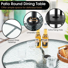 GOFLAME 6-Piece Outdoor Dining Set – Folding Chairs & Round Glass Table