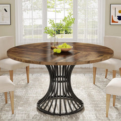 Tribesigns Round Dining Table – 47" Farmhouse Kitchen & Dining Table for 4-6 People