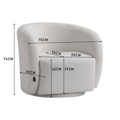 White Swivel Bouclé Tub Chair – Modern Upholstered Lounge Seat
