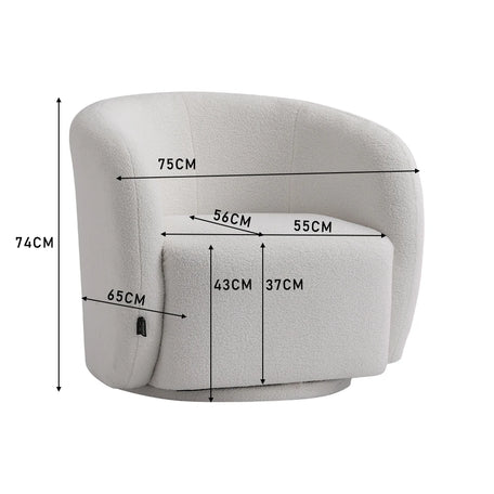 White Swivel Bouclé Tub Chair – Modern Upholstered Lounge Seat