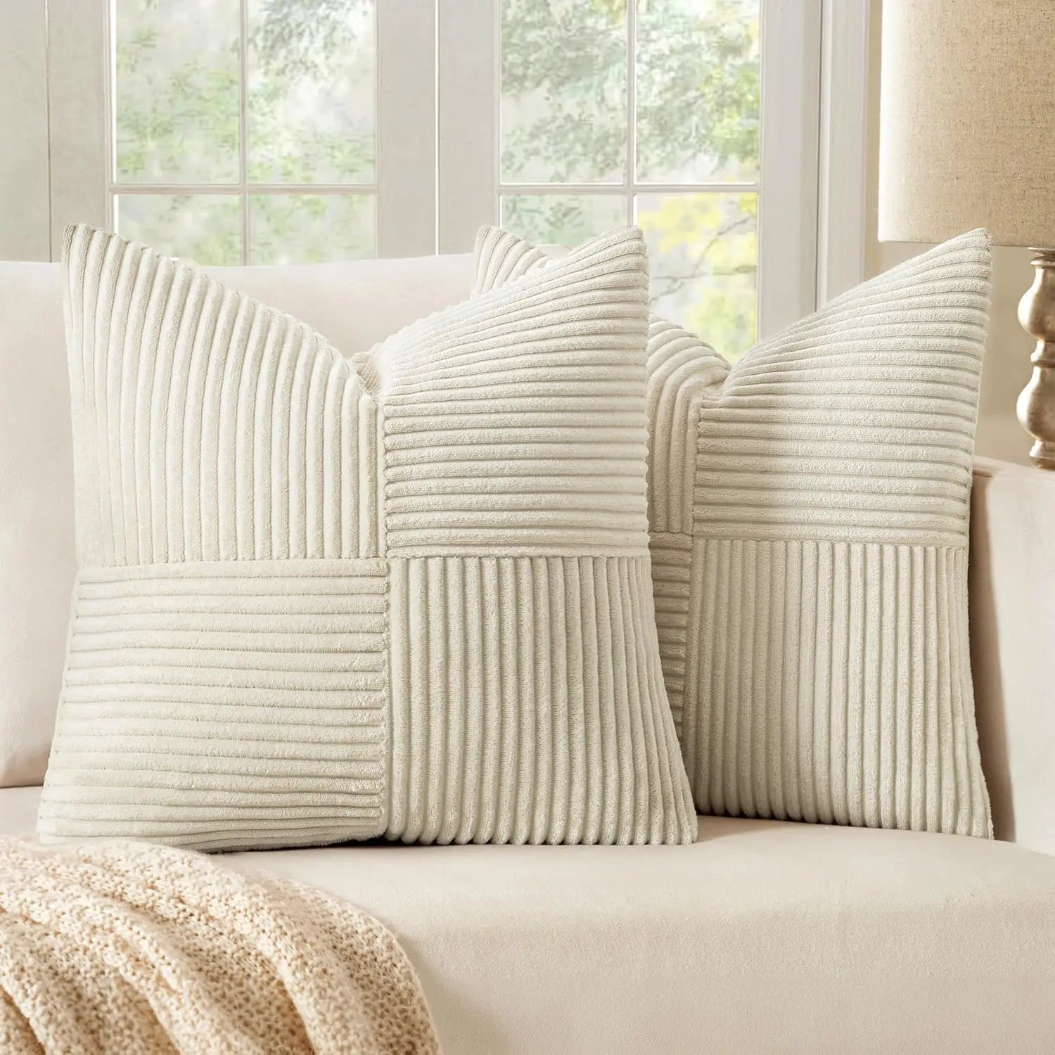 Corduroy Patchwork Cushion Cover