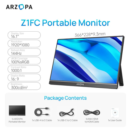Vivid 144Hz Portable Gaming Monitor with HDR