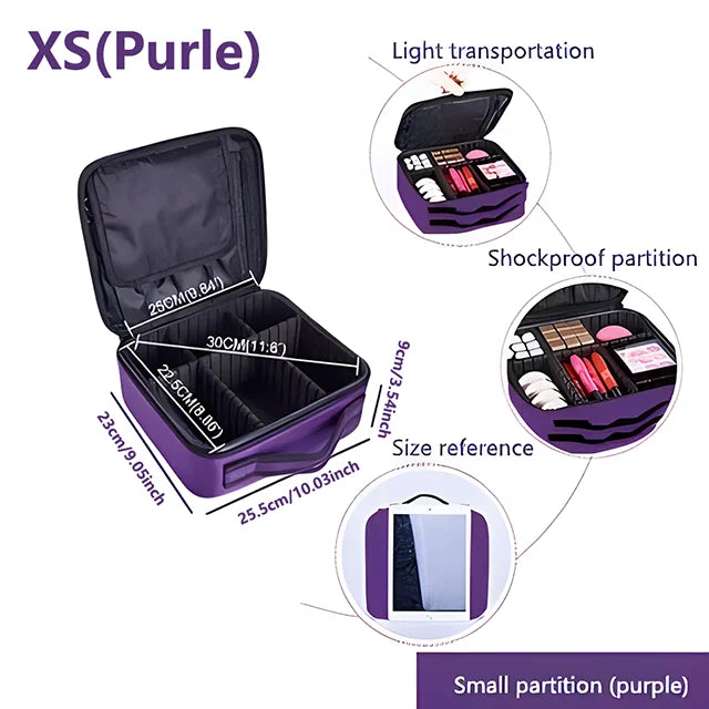 Large Makeup Case with Adjustable Dividers
