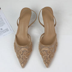 Elegance Embroidered Slingback Heels