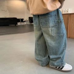 Kids' Wide Leg Jeans with Big Pockets