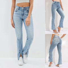Retro Chic High-Waist Denim Trousers