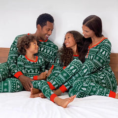 Matching Family Christmas Pyjamas, Green Fair Isle Print