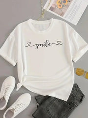 Love Letter Print Graphic T-Shirt – Casual Short Sleeve Women’s Tee