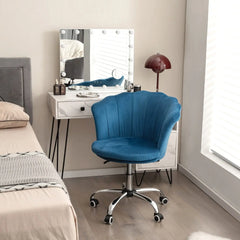 GOFLAME Adjustable Velvet Swivel Chair – Stylish Shell Back Vanity Seat