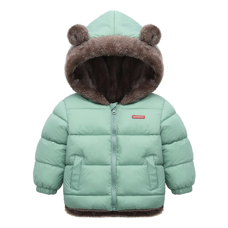 Kids' Fleece Lined Puffer Jacket with Bear Ears