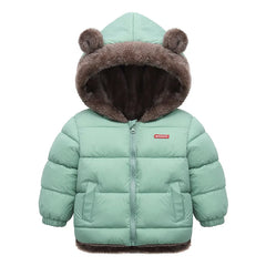 Kids' Fleece Lined Puffer Jacket with Bear Ears
