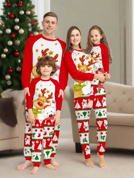 Festive Family Pyjama Set with Reindeer & Polar Bear Prints