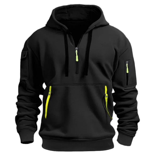 Men's Half-Zip Sports Hoodie with Zip Pockets