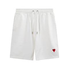Men’s Designer Heart-Print Jogger Shorts – Hip Hop Casual Streetwear