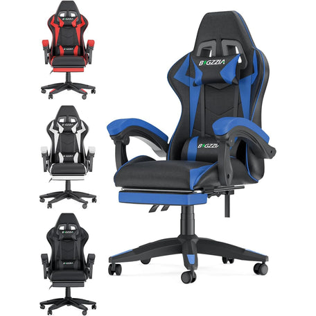 EliteGamer Ergonomic Gaming Chair – Reclining Chair with Footrest & Lumbar Support