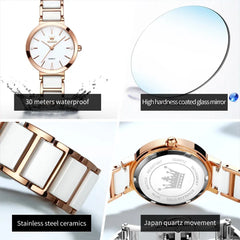 OLEVS Luxury Rose Gold Women's Ceramic Watch