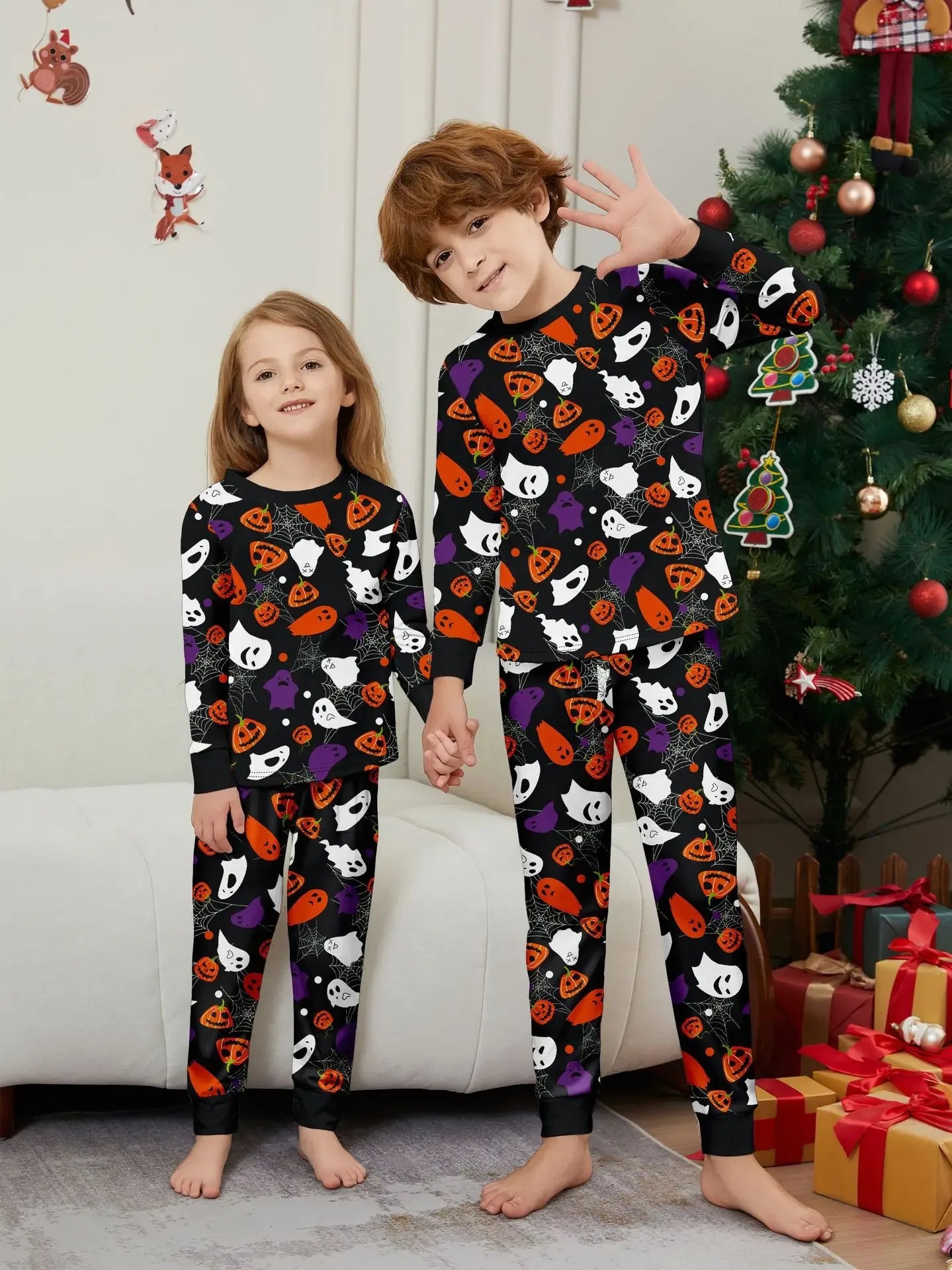 Festive Skull Family Pyjama Set for Cosy Nights