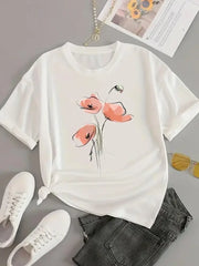Love Letter Print Graphic T-Shirt – Casual Short Sleeve Women’s Tee