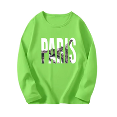 Girls' Paris Eiffel Tower Long-Sleeve Cotton T-Shirt