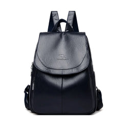 Women's Large Capacity PU Leather Backpack – Stylish Travel & School Bag