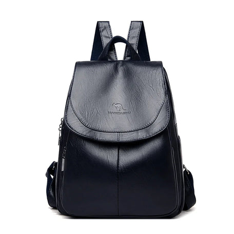 Women's Large Capacity PU Leather Backpack – Stylish Travel & School Bag