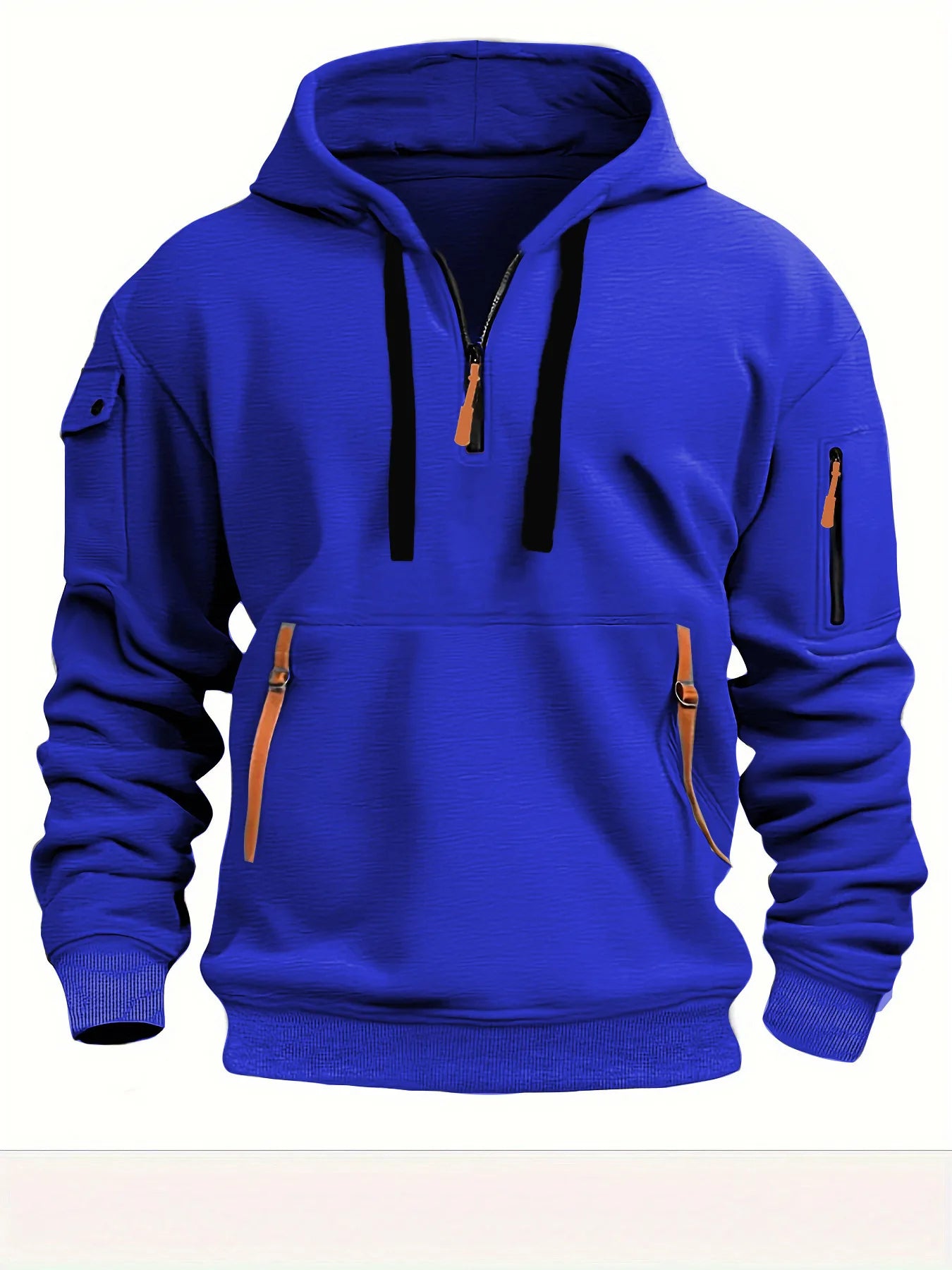 Men's Half-Zip Sports Hoodie with Zip Pockets