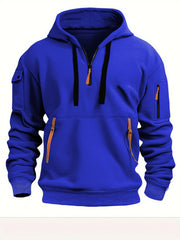 Men's Half-Zip Sports Hoodie with Zip Pockets