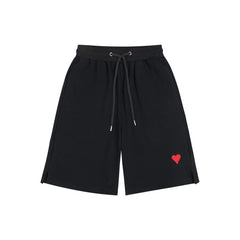 Men’s Designer Heart-Print Jogger Shorts – Hip Hop Casual Streetwear
