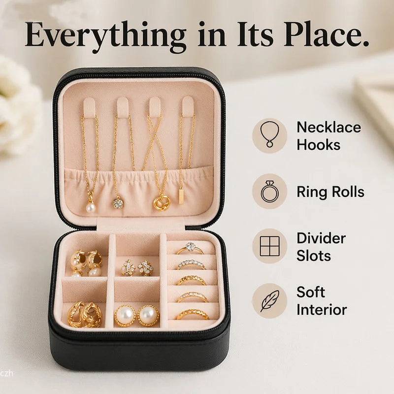 Travel Jewellery Case with Zip, 10 cm