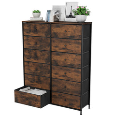 12-Drawer Storage Tower – Fabric Chest of Drawers with Wooden Top