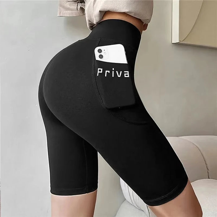 Women's High-Waisted Sports Shorts, Workout & Yoga Fitness Shorts, black