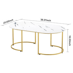Modern Marble-Effect Coffee Table – Stylish Sofa Side Table for Living Room