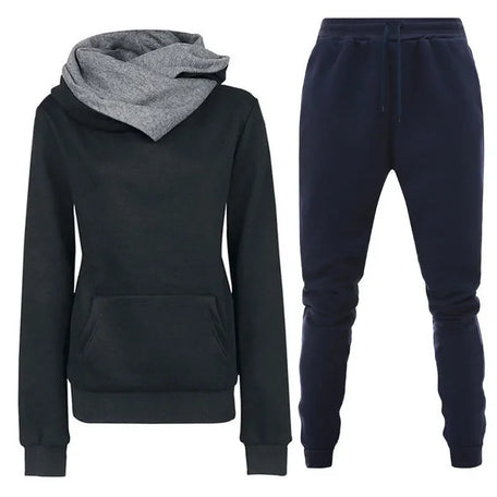 Women's Fleece-Lined Tracksuit – Hooded Sweatshirt & Joggers Set