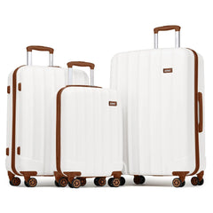 Kono 3-Piece ABS Hard Shell Luggage Set – Lightweight with 360° Spinner Wheels