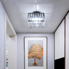 Minimalist Square Crystal LED Ceiling Light – Modern Flush Mount Chandelier