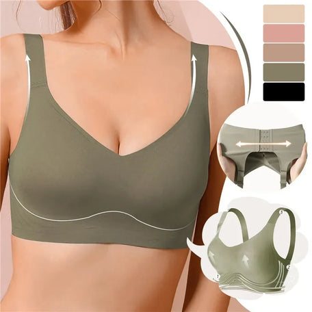 Seamless Anti-Sagging Wireless Bra – Large Size, Adjustable & Supportive