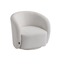 White Bouclé Swivel Tub Chair – Modern Upholstered Accent Seat