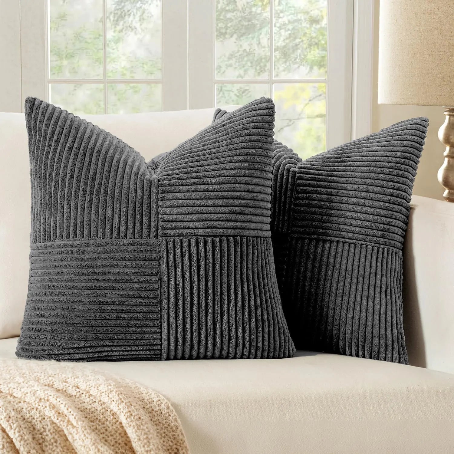 Corduroy Patchwork Cushion Cover