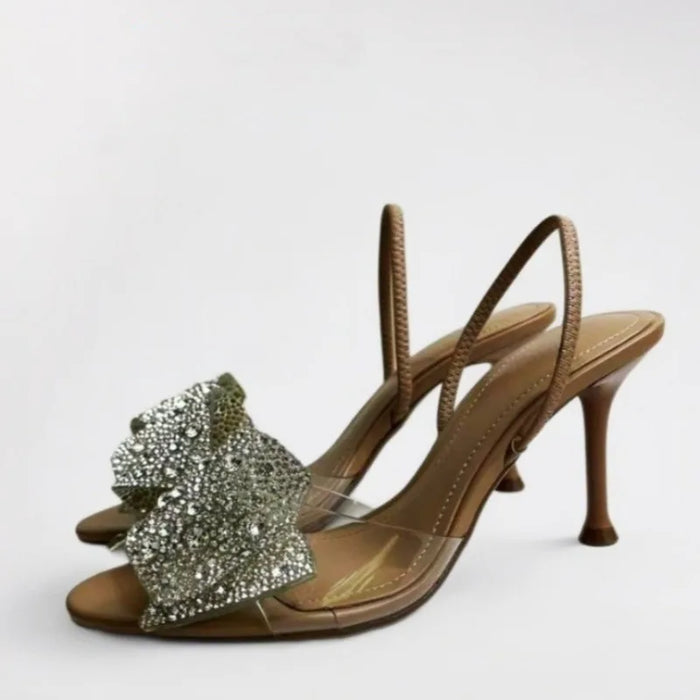Glimmer Bow Heels, Beige