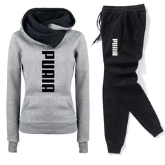 Women's Casual Tracksuit Set – Hooded Sweatshirt & Jogger Pants Outfit