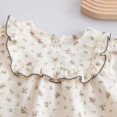 Girls' Ditsy Floral Cotton Blouse, Long Sleeve