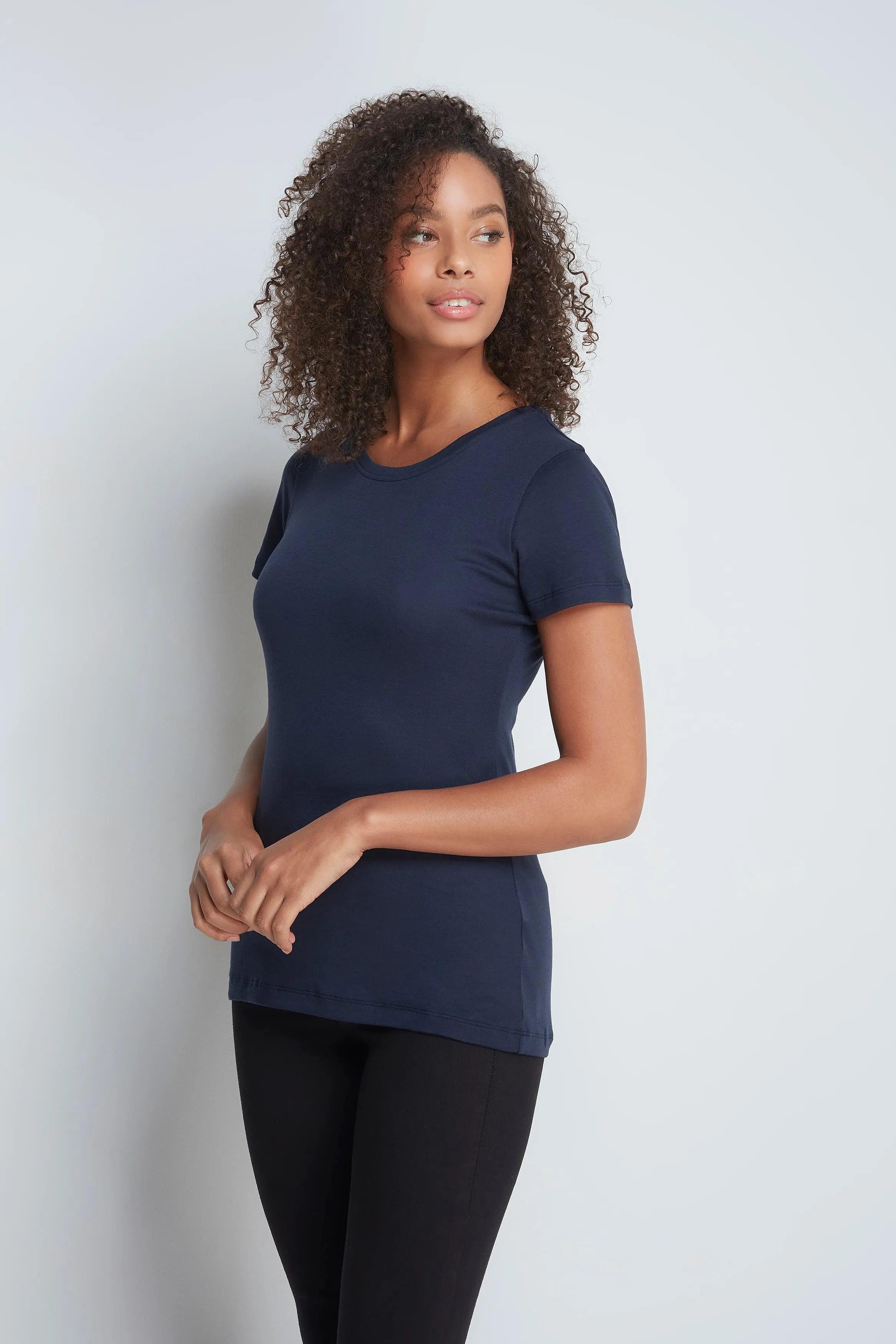 Women's Crew Neck T-Shirt – Cotton Modal, UK 8-18, Made in Portugal