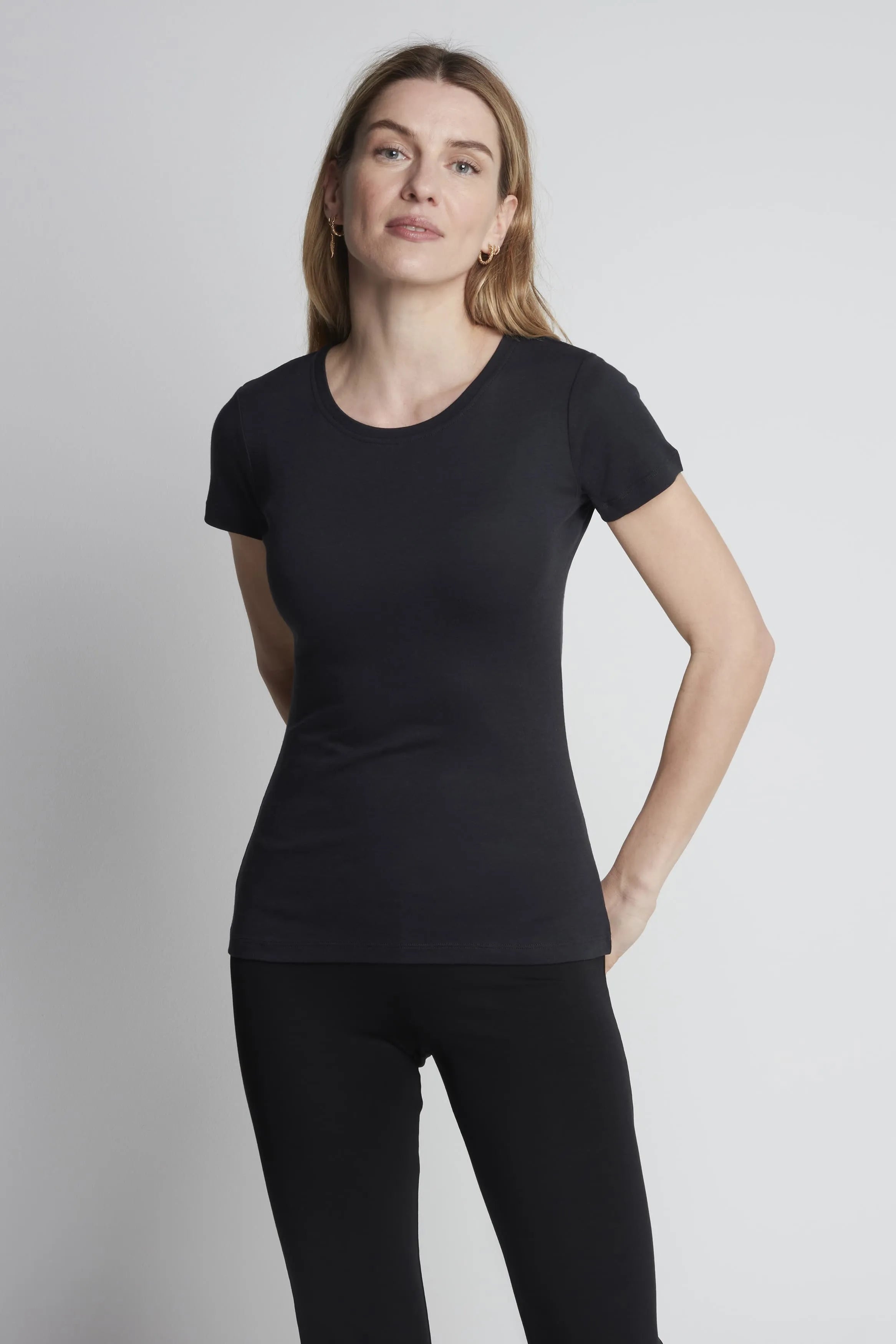 Women's Crew Neck T-Shirt – Cotton Modal, UK 8-18, Made in Portugal