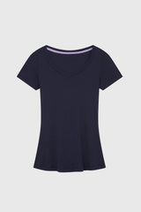 Women's V-Neck T-Shirt – Cotton Modal, UK 8-18, Made in Portugal