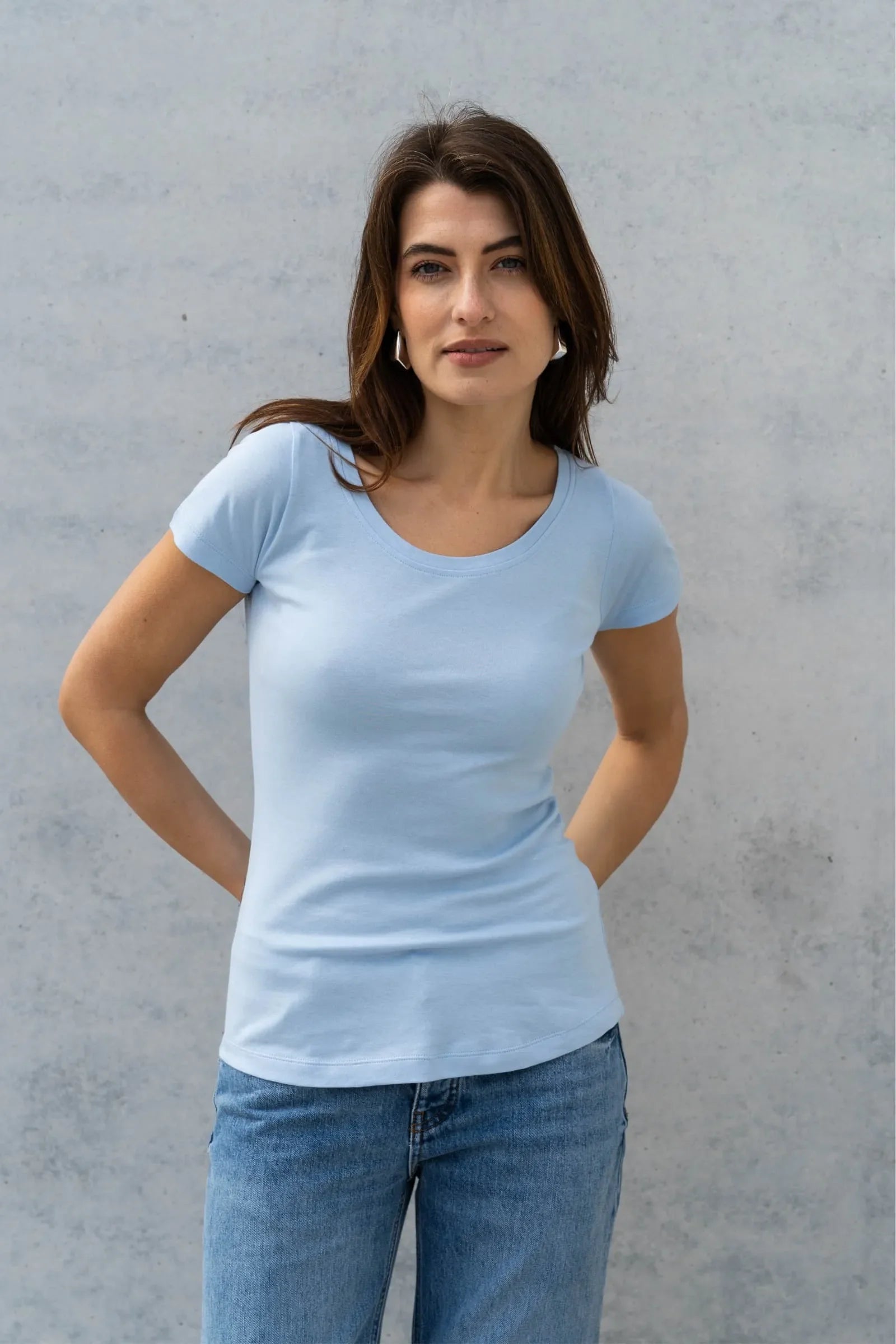 Women's Scoop Neck T-Shirt – Cotton Modal, UK 6-18, Made in Portugal