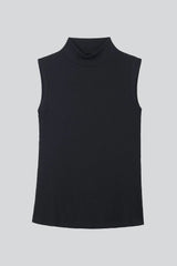Women's Sleeveless Mock Neck Top – Ribbed Micro Modal, Black