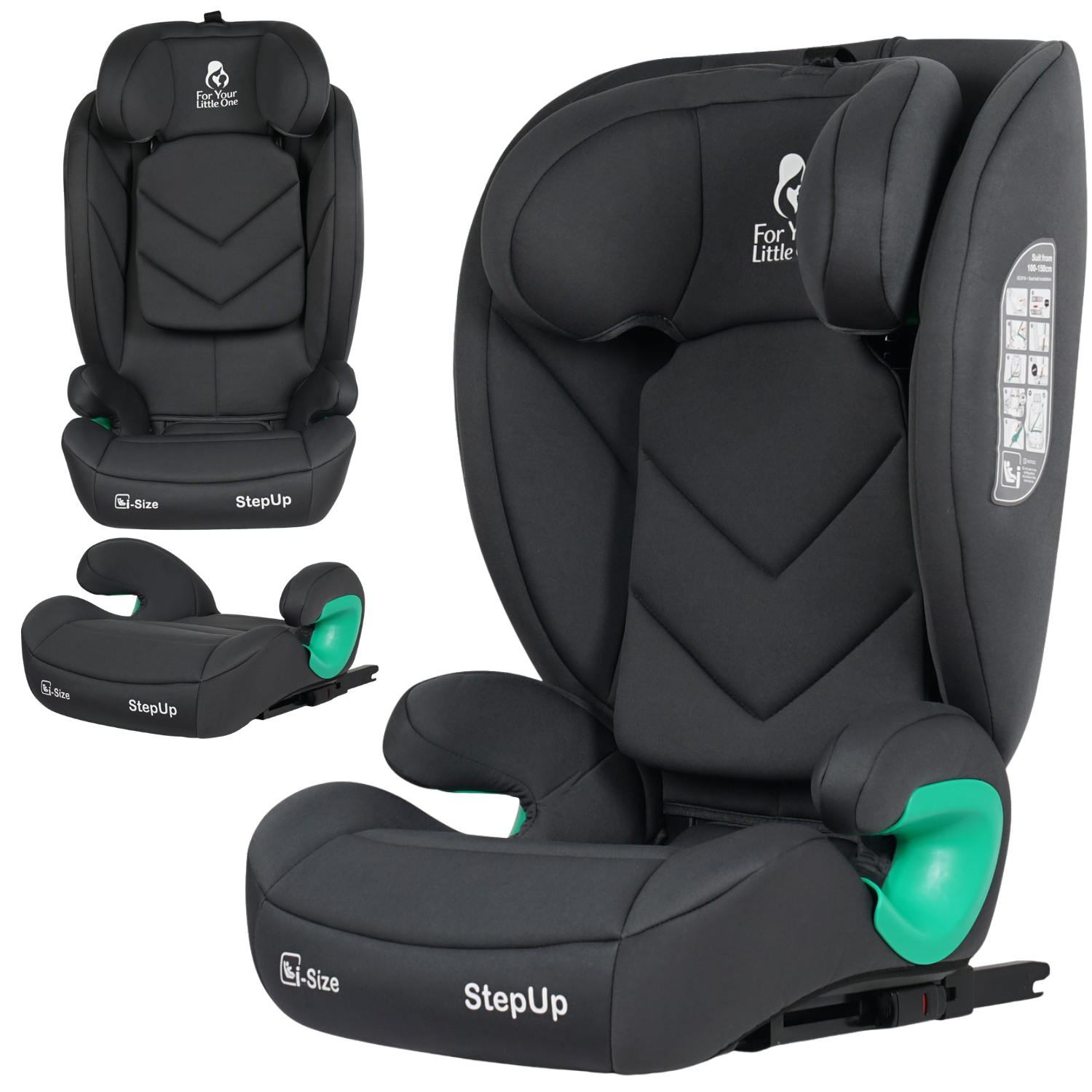 Stepup i-Size ISOFIX High-Back Booster – Slate Mist, 4-12 Years