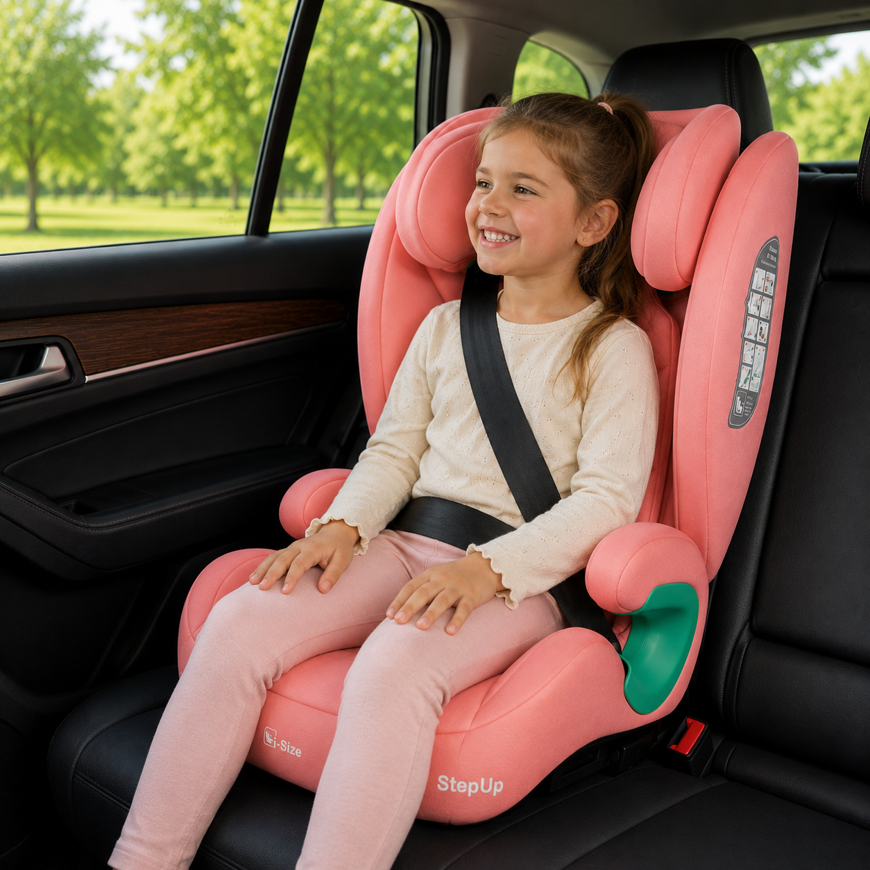 Stepup i-Size ISOFIX High-Back Booster – Blush Rose, 4-12 Years