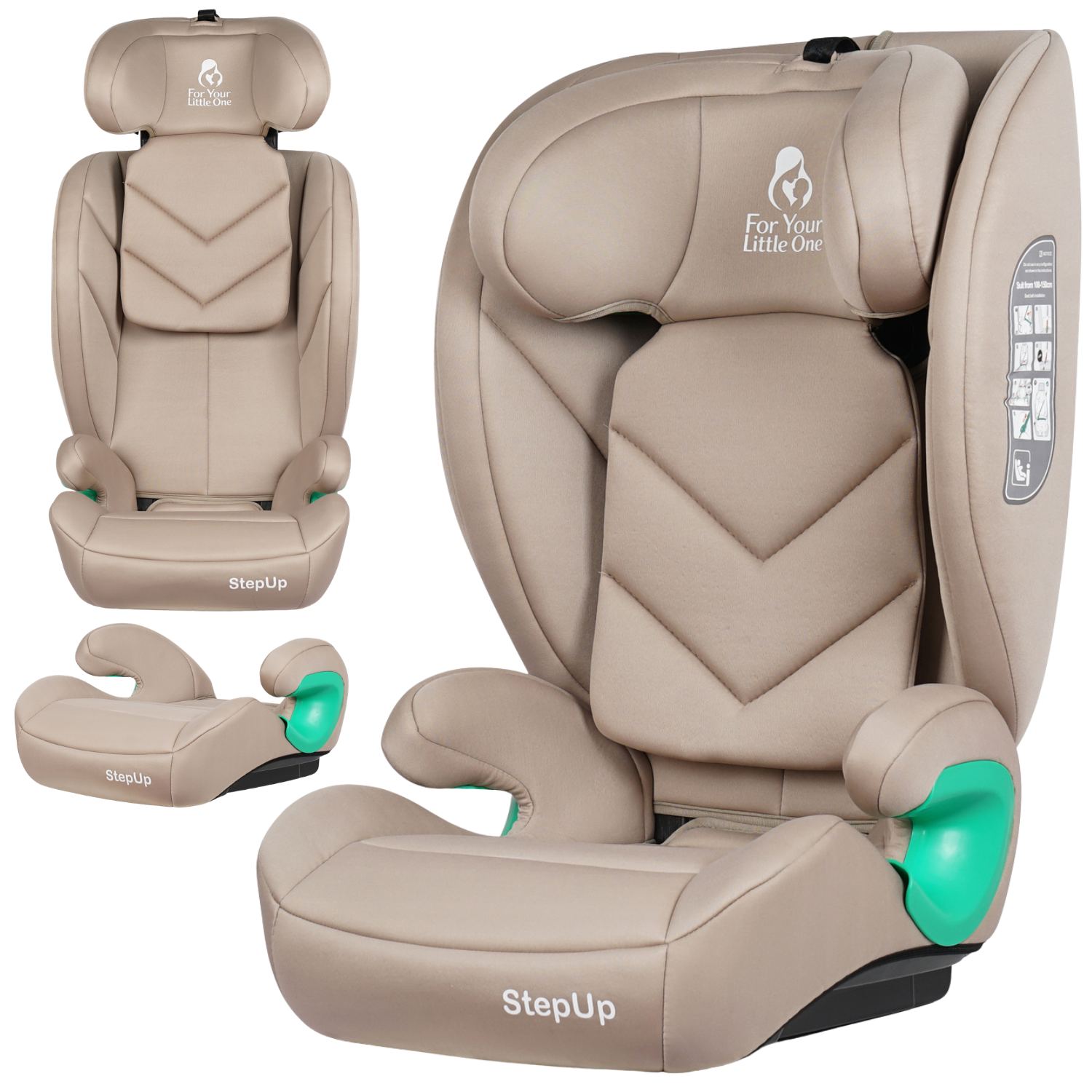 Stepup i-Size Belted High-Back Booster – Latte Beige, 4-12 Years