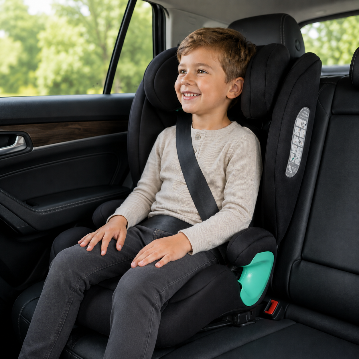 Stepup i-Size Belted High-Back Booster – Midnight Black, 4-12 Years